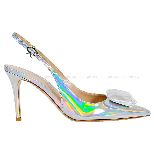 Gianvito Rossi pumps Jaipur sling #38 Aurora silver Metal hologram[BRAND NEW][Authentic]