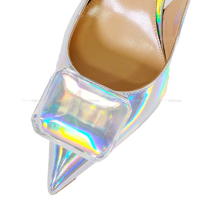 Gianvito Rossi pumps Jaipur sling #38 Aurora silver Metal hologram[BRAND NEW][Authentic]