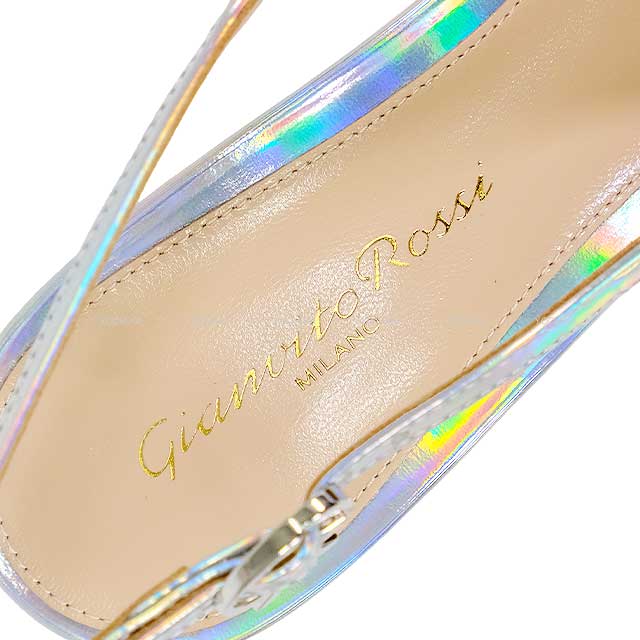 Gianvito Rossi pumps Jaipur sling #38 Aurora silver Metal hologram[BRAND NEW][Authentic]