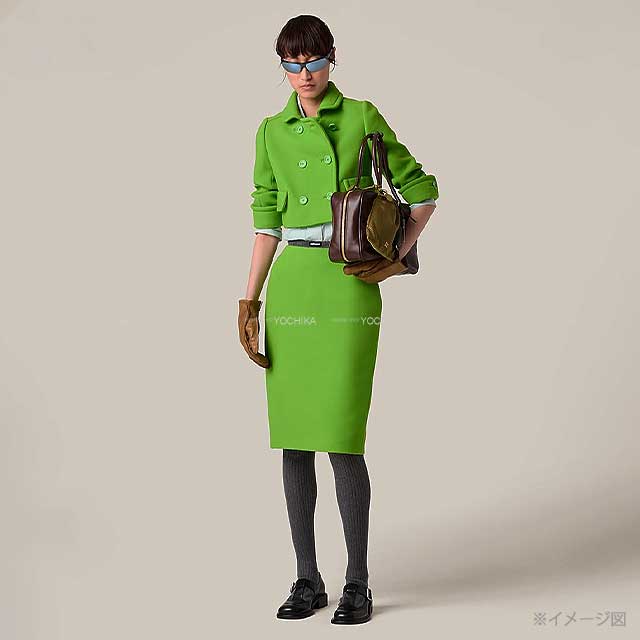 MIUMIU Ladies Jacket Double Breasted Natte Cropped Lightgreen Wool 40 MH1959[BRAND NEW][Authentic]