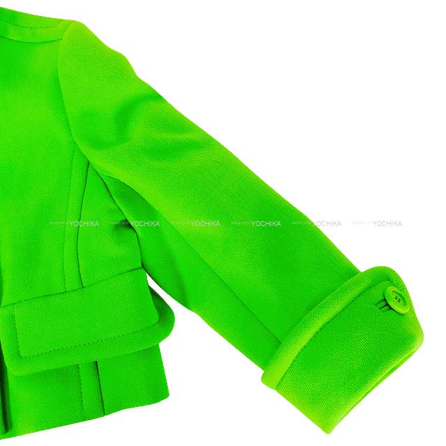 MIUMIU Ladies Jacket Double Breasted Natte Cropped Lightgreen Wool 40 MH1959[BRAND NEW][Authentic]