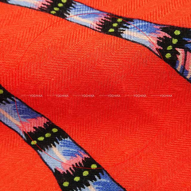 [Pre-loved] 2016 HERMES scarf Carre 140 The Savana Dance Rouge/Turquoise/Jaune Cashmere70% / Silk30%[LIKE NEW][Authentic]