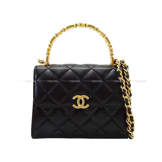 CHANEL Shoulder bag Matelasse Top Handle Chain Coco mark    Noir (Black) Lambskin Antique Gold HW AP2945[EXCELLENT][Authentic]