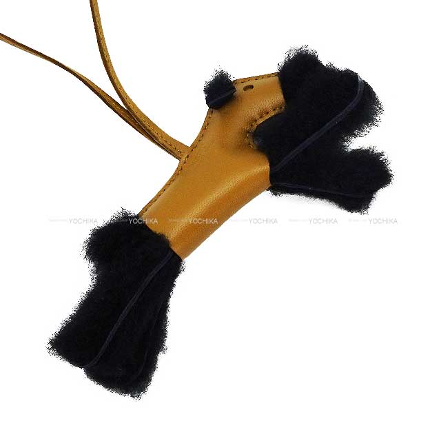 HERMES bag charm Buddy Dog Noir (Black)/Kraft Agneau Milo/ Stamp K[BRAND NEW][Authentic]