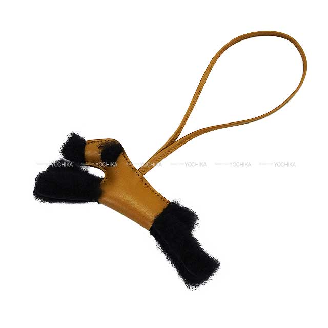 HERMES bag charm Buddy Dog Noir (Black)/Kraft Agneau Milo/ Stamp K[BRAND NEW][Authentic]
