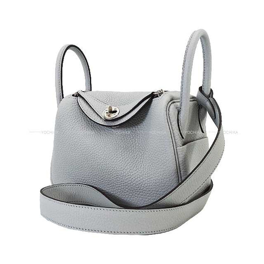 HERMES Shoulder bag Lindy mini 20 Bleu Glacier Taurillon Clemence Silver HW Stamp W[BRAND NEW][Authentic]