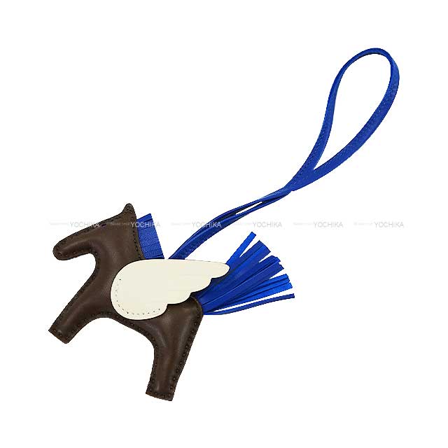 HERMES bag charm Rodeo Pegasus PM Chocolat/Bleu France/Craie Sylvania/Evercalf Stamp W[BRAND NEW][Authentic]