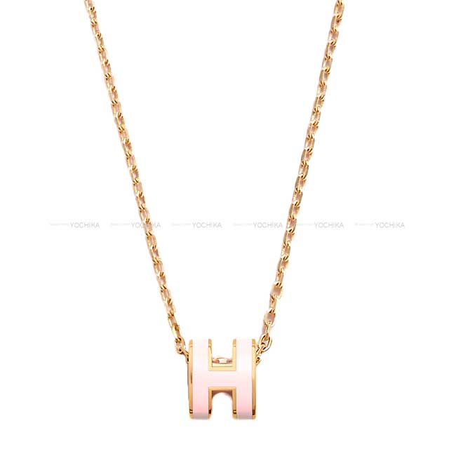 HERMES necklace Mini Pop H Rose Dragee Gold Plated/lacquer[BRAND NEW][Authentic]