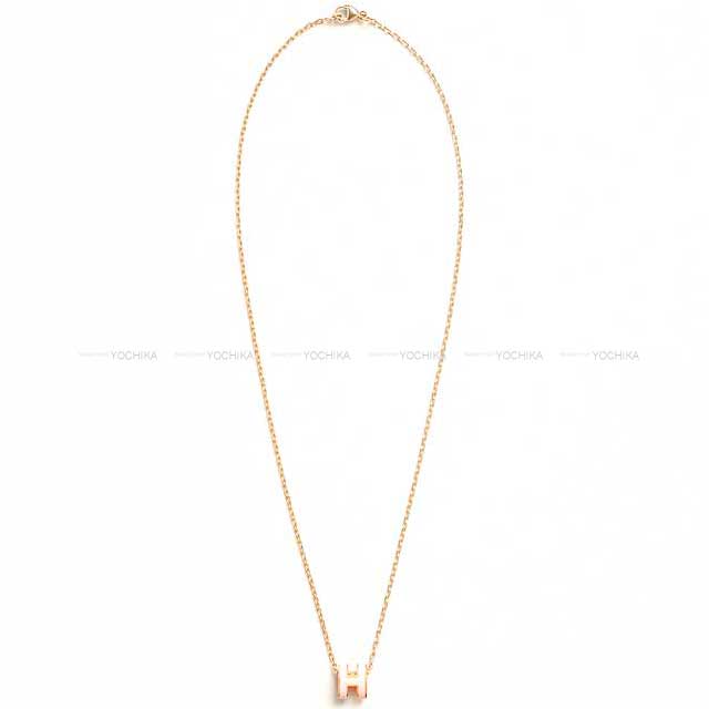 HERMES necklace Mini Pop H Rose Dragee Gold Plated/lacquer[BRAND NEW][Authentic]