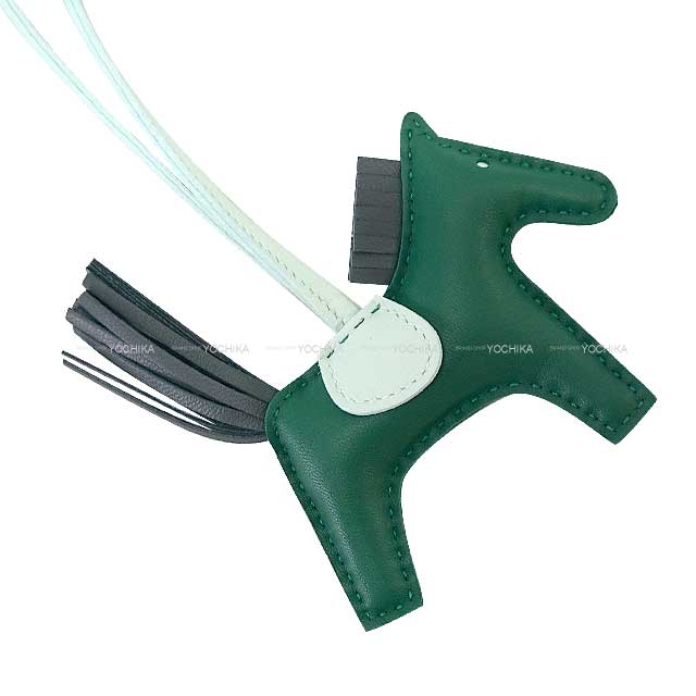 HERMES bag charm Rodeo PM Vert Moyen/Ardoise/Vert Peppermint Agneau Milo Stamp W[BRAND NEW][Authentic]
