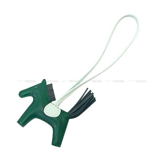 HERMES bag charm Rodeo PM Vert Moyen/Ardoise/Vert Peppermint Agneau Milo/Veau Swift Stamp W[BRAND NEW][Authentic]