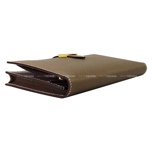 HERMES long wallet Bearn Soufflet Etoupe Veau Madame Gold HW Stamp K[BRAND NEW][Authentic]