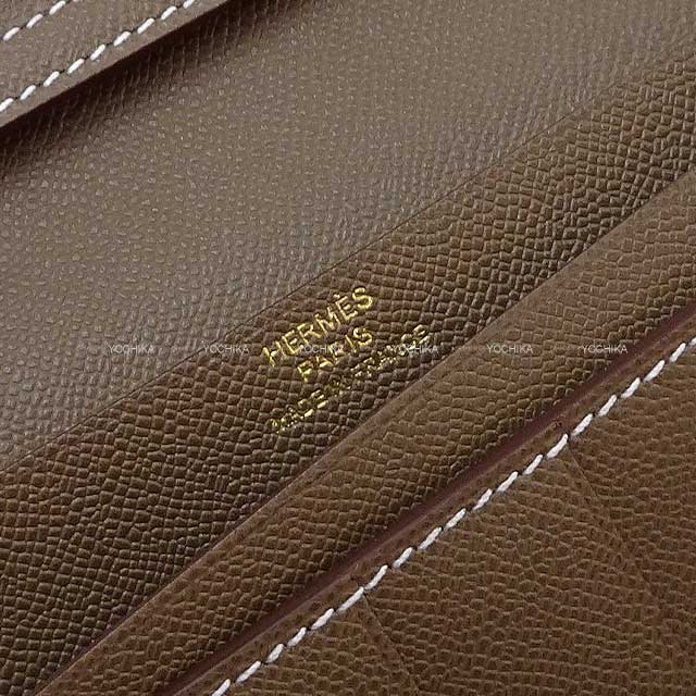 HERMES long wallet Bearn Soufflet Etoupe Veau Madame Gold HW Stamp K[BRAND NEW][Authentic]