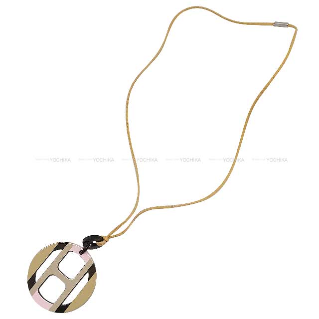 HERMES necklace Pendant H Equipe Faubourg/Pastel Buffalo Horn/Lacquer[BRAND NEW][Authentic]