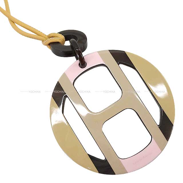 HERMES necklace Pendant H Equipe Faubourg/Pastel Buffalo Horn/Lacquer[BRAND NEW][Authentic]