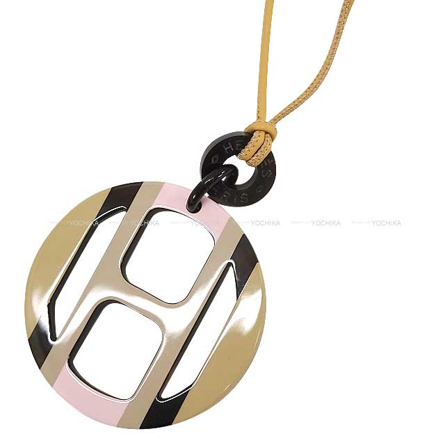 HERMES necklace Pendant H Equipe Faubourg/Pastel Buffalo Horn/Lacquer[BRAND NEW][Authentic]