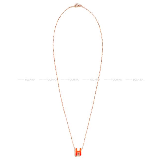 HERMES necklace Mini Pop H Orange Graffiti  Rose Gold Plated Rose Gold HW[BRAND NEW][Authentic]