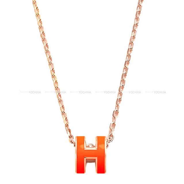 HERMES necklace Mini Pop H Orange Graffiti  Rose Gold Plated Rose Gold HW[BRAND NEW][Authentic]