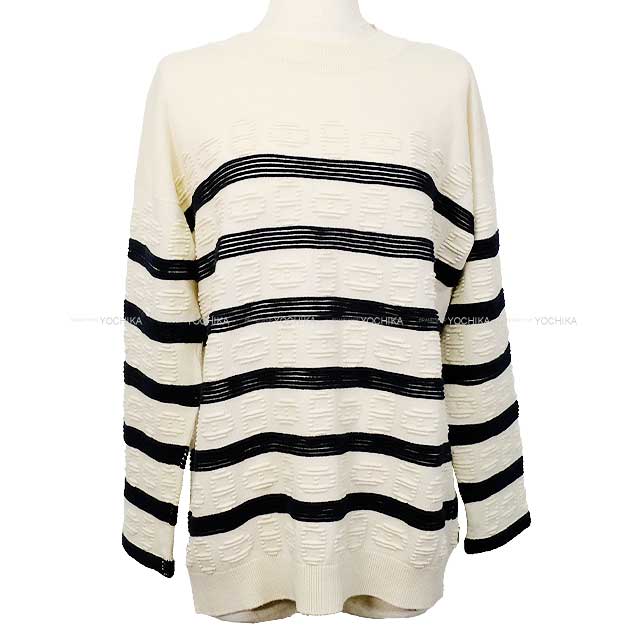 2023SS HERMES Sweater 3/4 Sleeve Knit Sweater Chaine D'Ancre Stripe 34[EXCELLENT][Authentic]