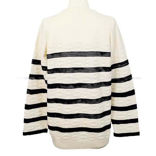 2023SS HERMES Sweater 3/4 Sleeve Knit Sweater Chaine D'Ancre Stripe 34[EXCELLENT][Authentic]