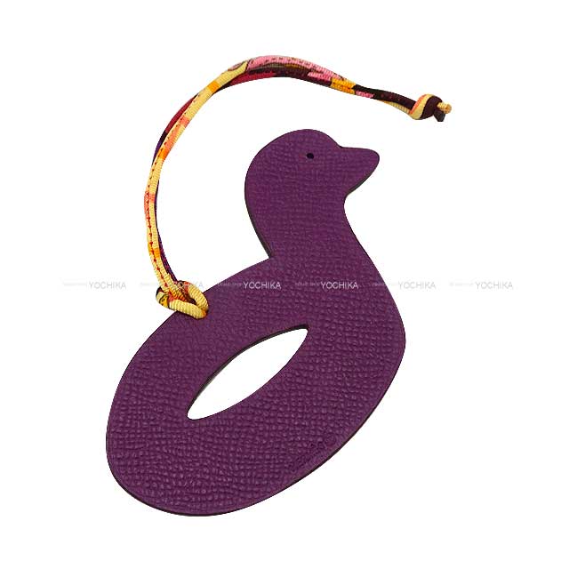 HERMES bag charm Petit H Duck Craie/Anemone Veau Jonathan/Ever Grain[EXCELLENT][Authentic]