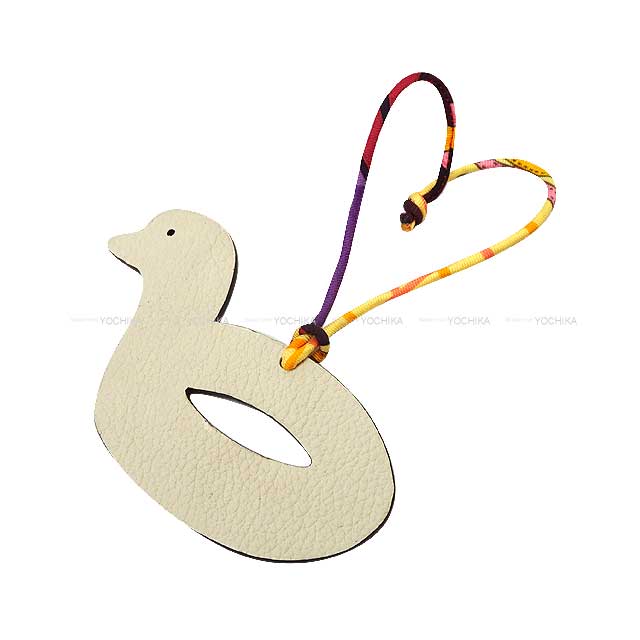 HERMES bag charm Petit H Duck Craie/Anemone Veau Jonathan/Ever Grain[EXCELLENT][Authentic]