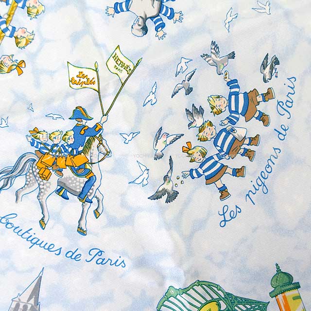 HERMES scarf Carre 45 Gavroche Les Triples de Paris Silk[EXCELLENT][Authentic]