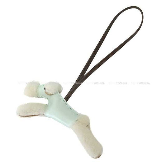 HERMES bag charm Buddy Vert Peppermint /Ecru Agneau Milo/Mouton Stamp W[EXCELLENT][Authentic]