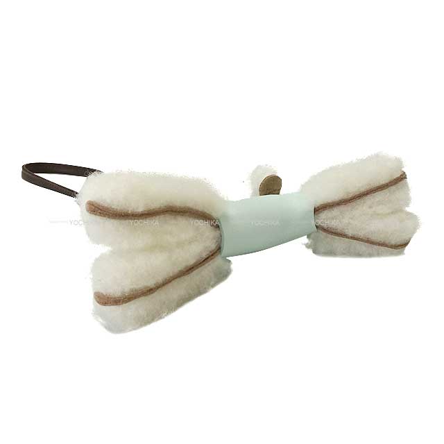 HERMES bag charm Buddy Vert Peppermint /Ecru Agneau Milo/Mouton Stamp W[EXCELLENT][Authentic]