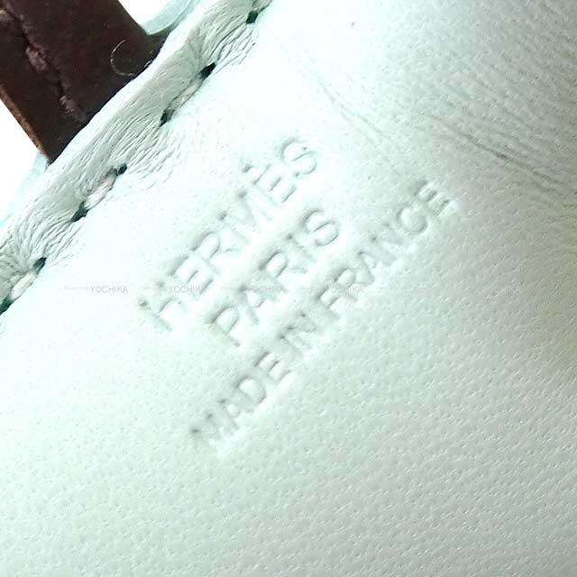 HERMES bag charm Buddy Vert Peppermint /Ecru Agneau Milo/Mouton Stamp W[EXCELLENT][Authentic]