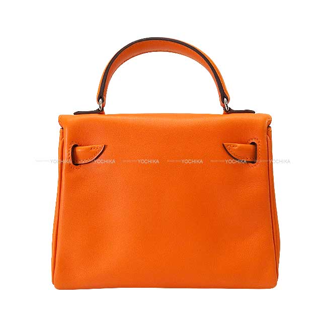 HERMES Handbag Kelly Doll Quelle Idole Orange Veau Gulliver Silver HW Stamp □D[EXCELLENT][Authentic]