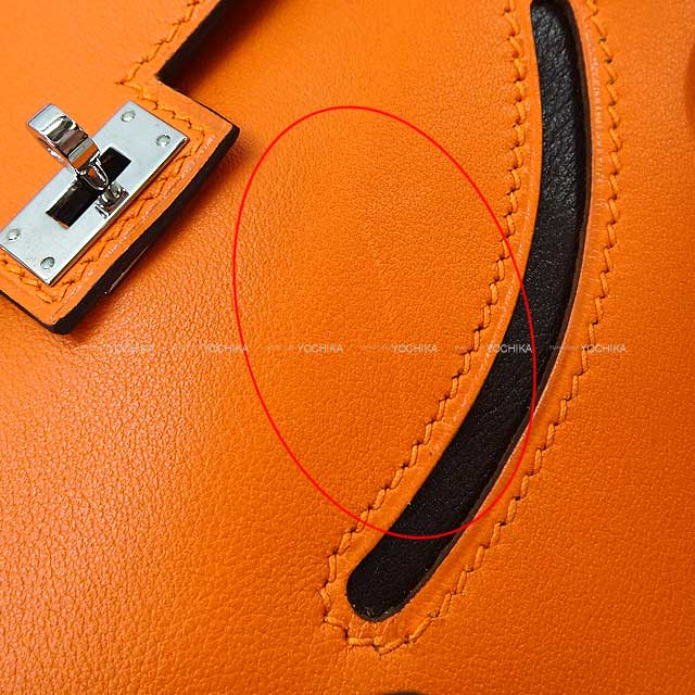 HERMES Handbag Kelly Doll Quelle Idole Orange Veau Gulliver Silver HW Stamp □D[EXCELLENT][Authentic]