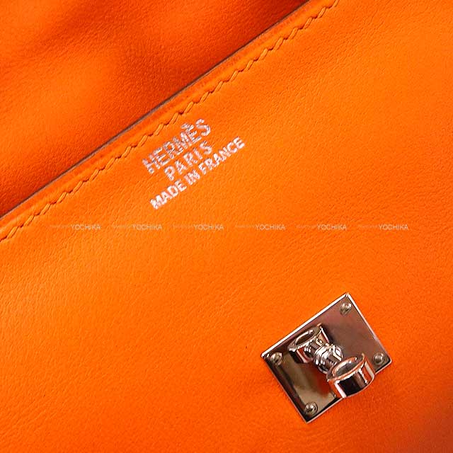 HERMES Handbag Kelly Doll Quelle Idole Orange Veau Gulliver Silver HW Stamp □D[EXCELLENT][Authentic]