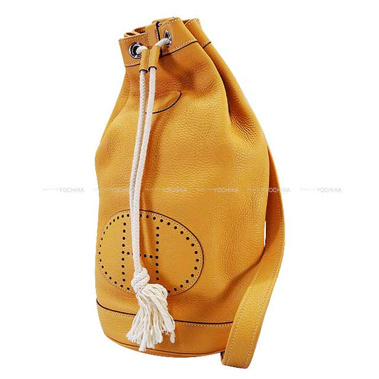 [Pre-loved] HERMES Shoulder bag One Shoulder Drawstring Bag Lunch Naturel-Sable Taurillon Clemence Silver HW Stamp □O[LIKE NEW][Authentic]