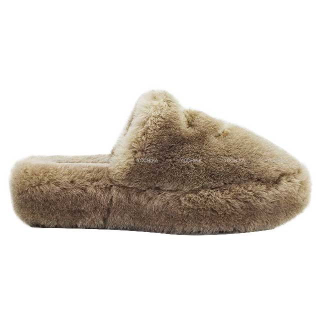 2024 AW NEW CHANEL sandals Fur COCO Mark slippers #35C Beige Mouton G45984[BRAND NEW][Authentic]