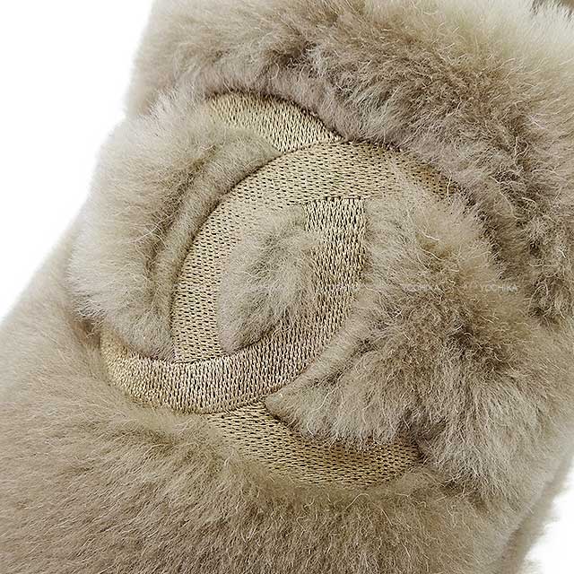 2024 AW NEW CHANEL sandals Fur COCO Mark slippers #35C Beige Mouton G45984[BRAND NEW][Authentic]