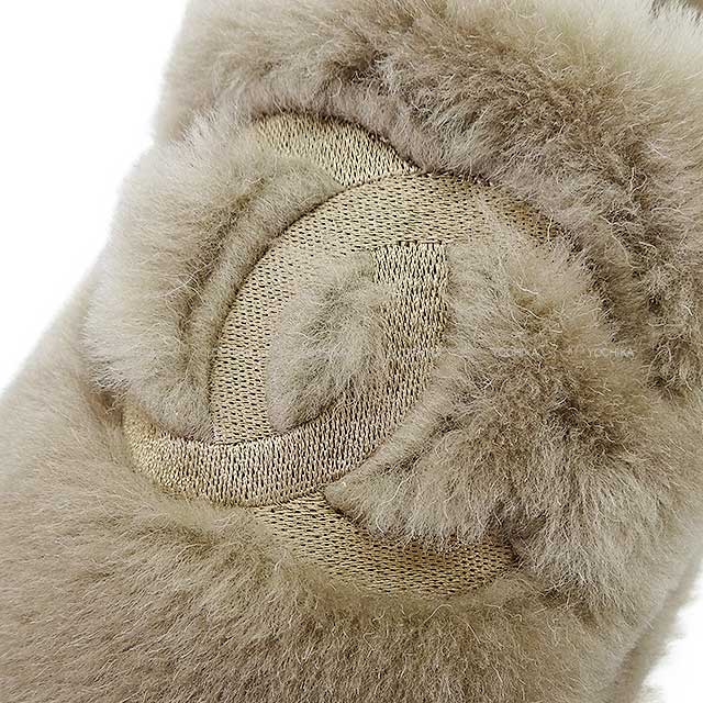 2024 AW NEW CHANEL sandals Fur COCO Mark #35C Beige Shearling G45984[BRAND NEW][Authentic]