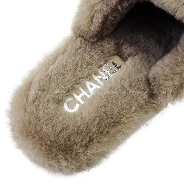 2024 AW NEW CHANEL sandals Fur COCO Mark slippers #35C Beige Mouton G45984[BRAND NEW][Authentic]