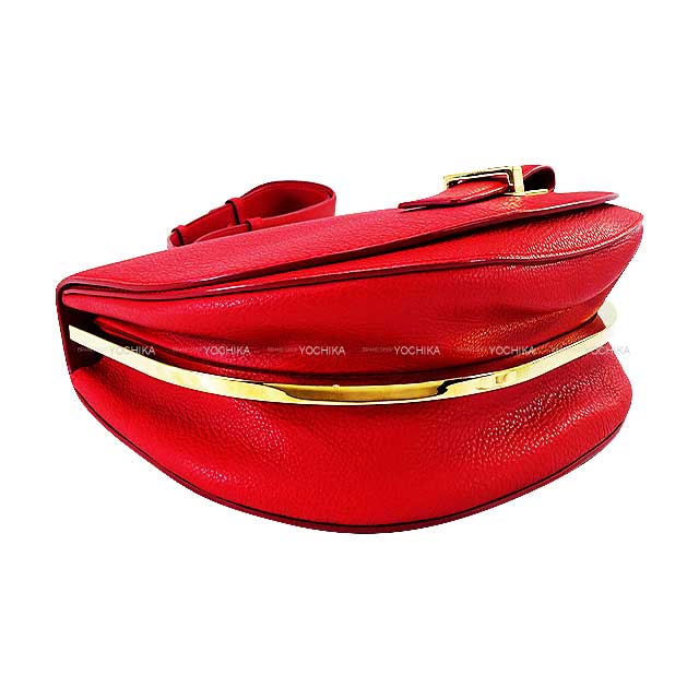 Delvaux Shoulder bag Le Mutin MM Outlet Red Crispy Calf Leather Gold HW[EXCELLENT][Authentic]