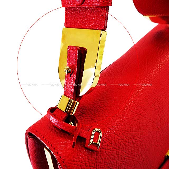 Delvaux Shoulder bag Le Mutin MM Outlet Red Crispy Calf Leather Gold HW[EXCELLENT][Authentic]