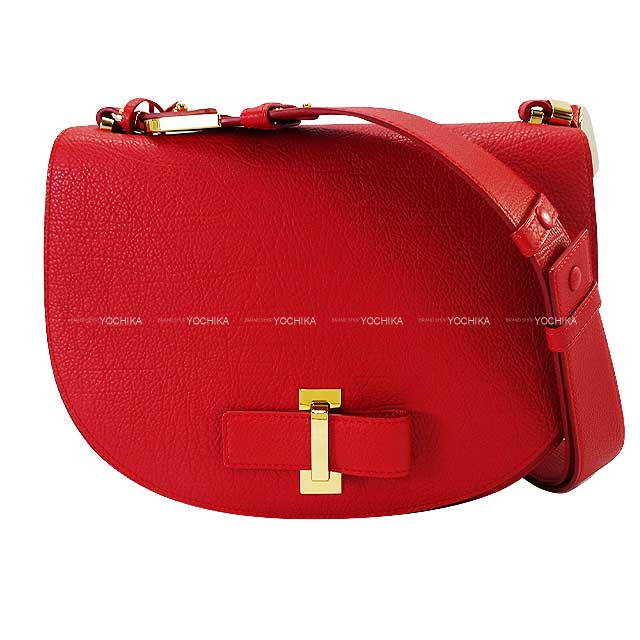 Delvaux Shoulder bag Le Mutin MM Outlet Red Crispy Calf Leather Gold HW[EXCELLENT][Authentic]