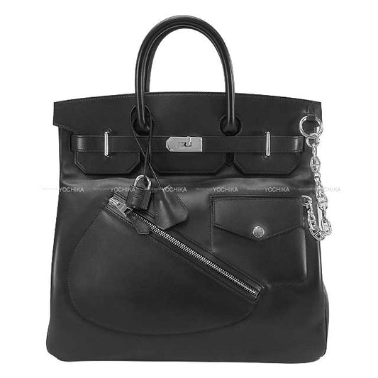 [Pre-loved] HERMES Handbag Haut a Courroies 40 Rock Noir (Black) Ever Grain Silver HW Stamp B[LIKE NEW][Authentic]