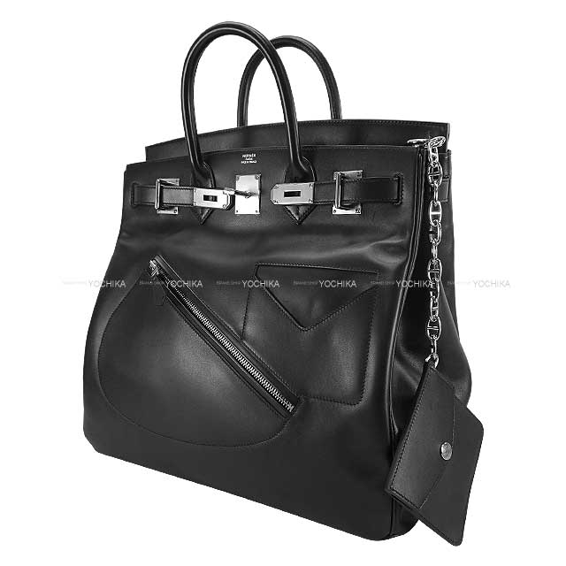 [Pre-loved] HERMES Handbag Haut a Courroies 40 Rock Noir (Black) Chevre Chamkila Silver HW Stamp B[LIKE NEW][Authentic]