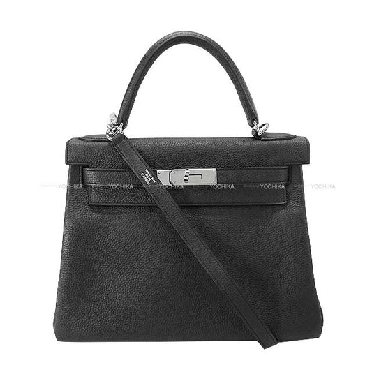 [Pre-loved] HERMES Shoulder bag Kelly28 Retourne Noir (Black) Veau Jonathan Silver HW Stamp Y[LIKE NEW][Authentic]