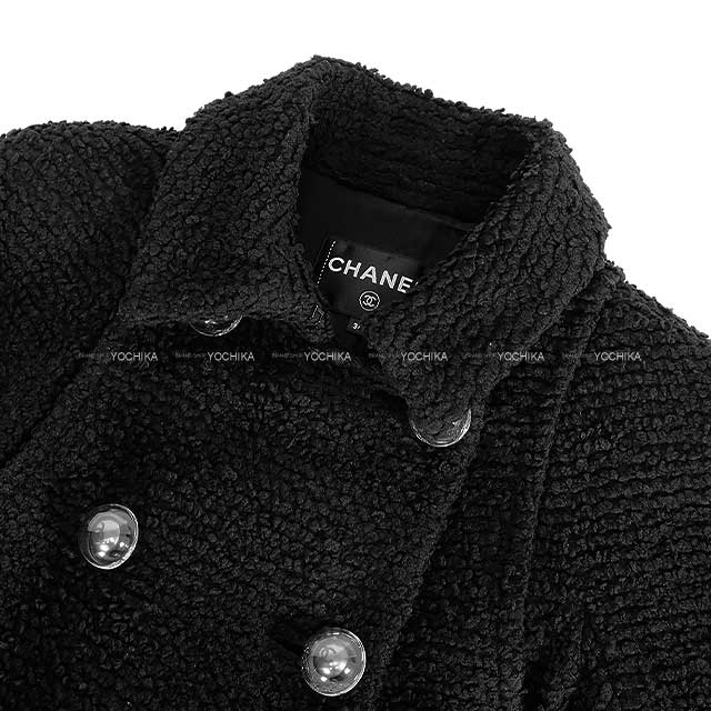 [Pre-loved] CHANEL Double Coat Capsule COCO Button Noir (Black) Wool 70%/Nylon 18%/Silk 12% P57660[USED SA][Authentic]