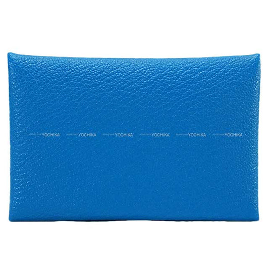 HERMES card holder Calvi Bleu Zanzibar/Menthe (Mint) Chevre Myzore Silver HW Stamp W[BRAND NEW][Authentic]