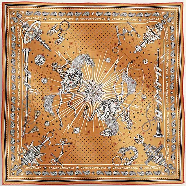 HERMES scarf Bandana Carre 55 CHDRUS・STELLARUM Silk[EXCELLENT][Authentic]