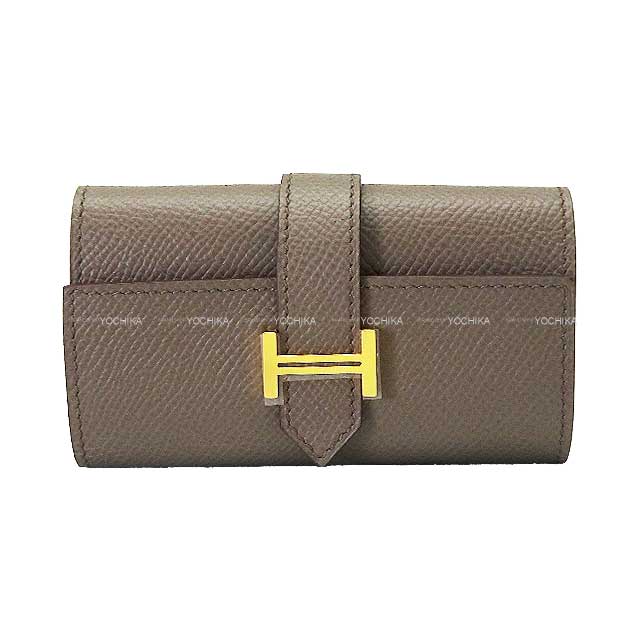 HERMES key case Bearn Key Case Etain Veau Epsom Gold HW Stamp Z[EXCELLENT][Authentic]