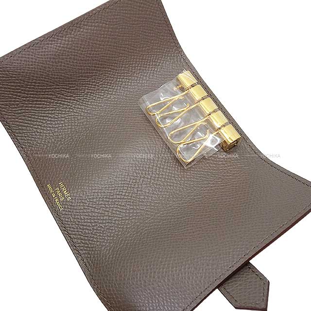 HERMES key case Bearn Key Case Etain Veau Epsom Gold HW Stamp Z[EXCELLENT][Authentic]