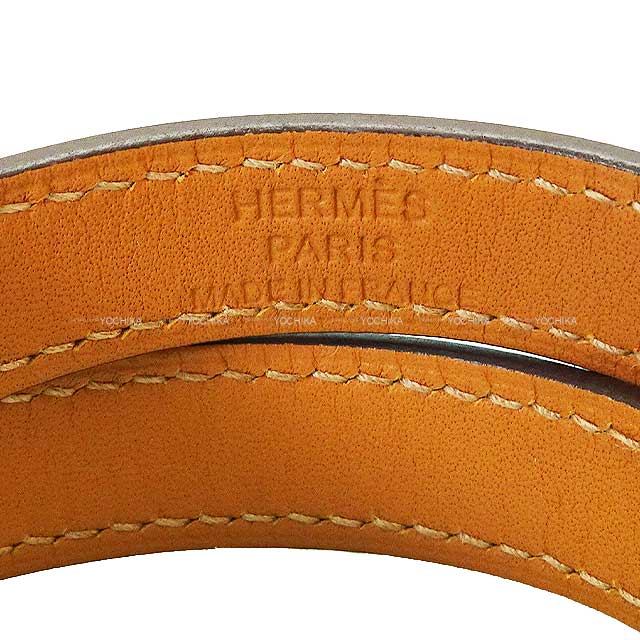 HERMES bracelet Kelly Double Tour #T1 Etoupe Ever Grain Rose Gold HW Stamp B[EXCELLENT][Authentic]